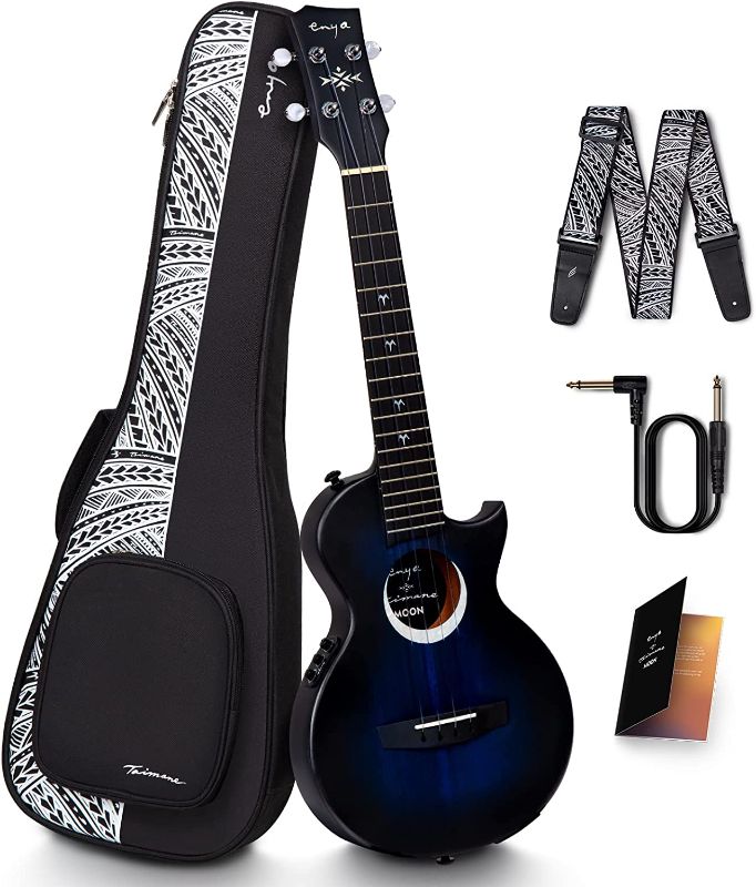 Photo 1 of LIKE NEW Enya Taimane Moon Signature Tenor Ukulele All Solid Mahogany 26" Blue Ukelele with Built-in AcousticPlus Pickup Bundle with Gig Bag and Strap(EUT-Moon BU EQ)
