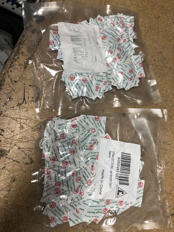 Photo 1 of PACK OF 2 O2frepak 200CC(100-Pack) Food Grade Oxygen Absorbers Packets For Food Storage,Oxygen Absorbers Storage Packets With Oxygen Indicator In Vacuum Bag And 3 Times Oxygen Absorption Capacity

