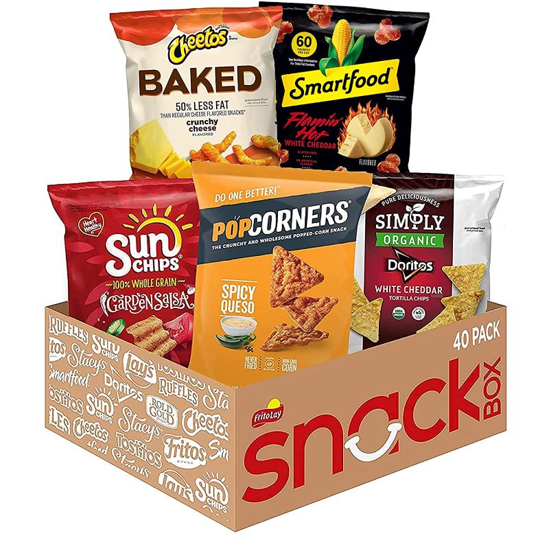 Photo 1 of **** AS IS  NO RETURNS 8888BEST BY 03/14/2023 -Frito-Lay Ultimate Hot & Bold Smart Care Package, Variety Pack, Individually Wrapped Snacks, Includes Popcorners, Simply Organic Doritos, Baked Cheetos, Smartfood Popcorn, Sunchips, 40 Count
