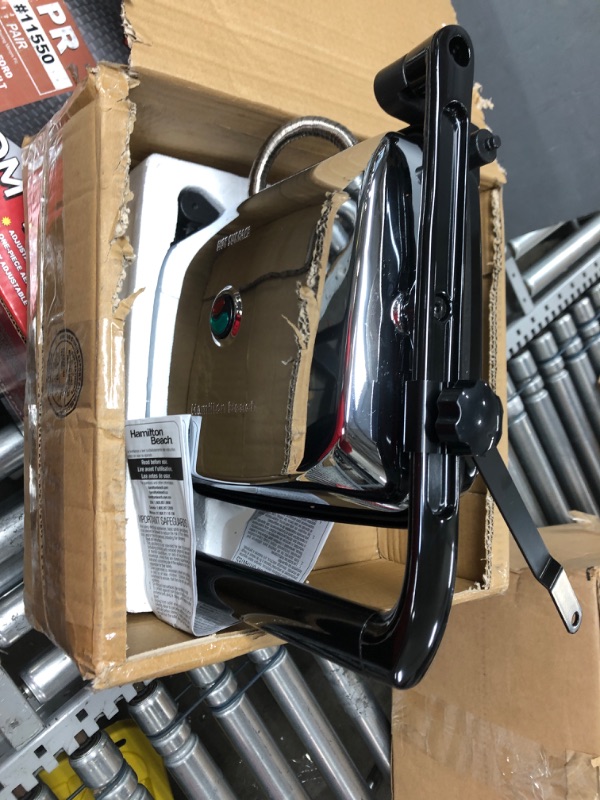 Photo 2 of **MISSING A SCREW**
Hamilton Beach Electric Panini Press Grill with Locking Lid, Opens 180 Degrees for any Sandwich Thickness (25460A) Nonstick 8" X 10"  Medium
