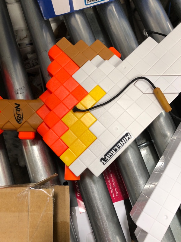 Photo 5 of **DAMAGE**
NERF Minecraft Sabrewing Motorized Blaster Bow, 8 Elite Darts, 8-Dart Clip, Electric Full Auto Toy Foam Blasters, Minecraft Toys for 8 Year Old Boys and Girls and Up