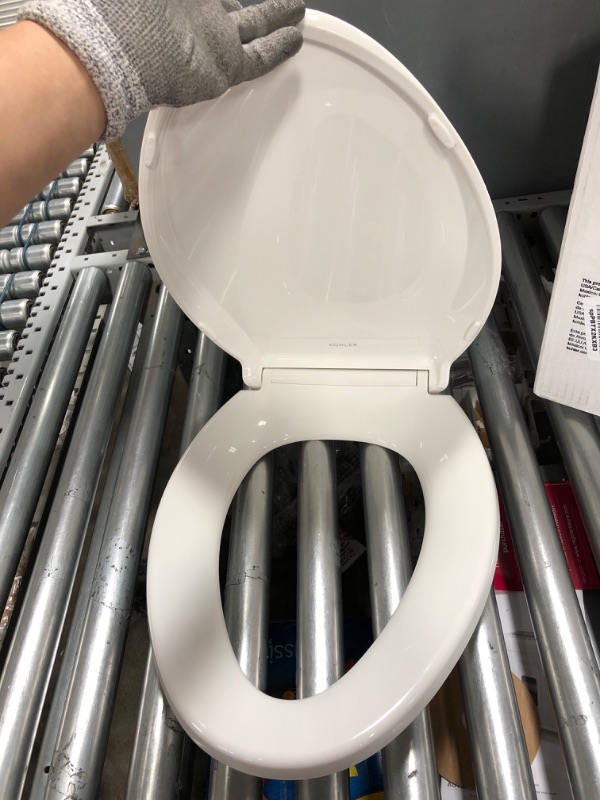 Photo 3 of ***USED***
KOHLER 4636-RL-0 Cachet ReadyLatch Quiet Close Elongated Toilet Seat, White
**MISSING HARDWARE**