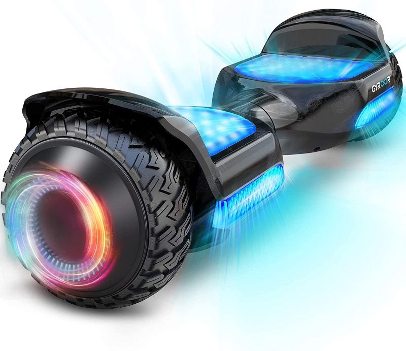 Photo 1 of *** POWERS ON ***  MISSING CHARGE CORD *** Gyroor Hoverboard G11 Newest Flash Light with 500W Motor,Off Road All Terrian 6.5" Self Balancing Hoverboards with Bluetooth Music Speaker and UL 2272 Certified for Kids Adults Gift.