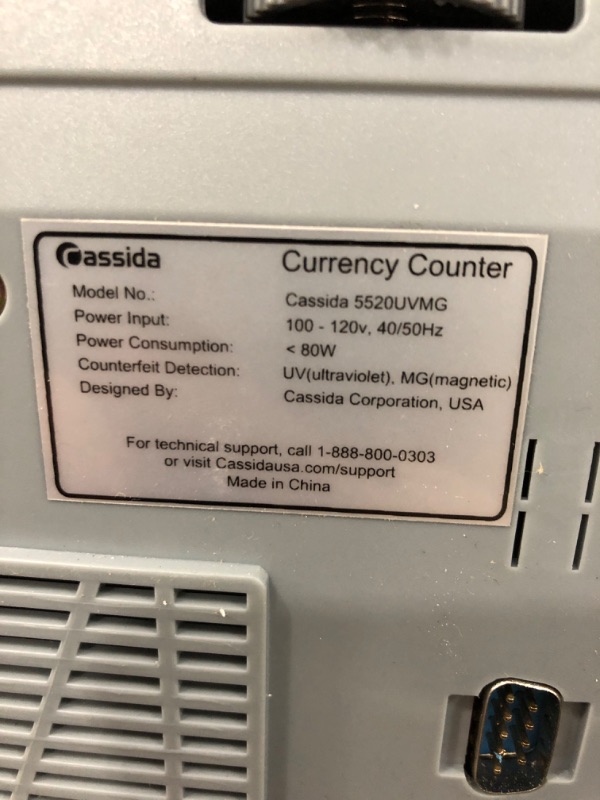 Photo 4 of *** POWERS ON *** Cassida 5520 UV/MG - USA Money Counter with ValuCount, UV/MG/IR Counterfeit Detection, Add and Batch Modes - Large LCD Display & Fast Counting Speed 1,300 Notes/Minute
