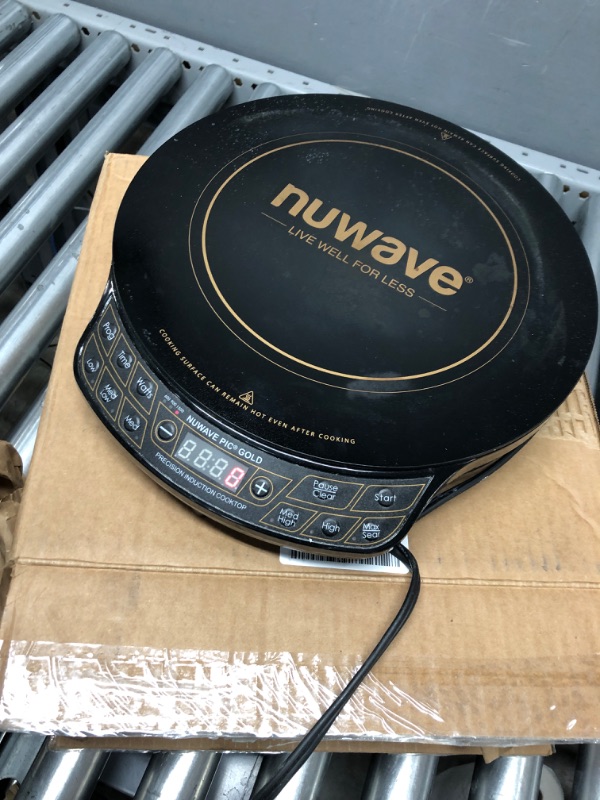 Photo 2 of NUWAVE Gold Precision Induction Cooktop, Portable, Powerful with Large 8” Heating Coil, 100°F to 575°F, 3 Wattage Settings 600, 900, and 1500 Watts, 12” Heat-Resistant Cooking Surface
