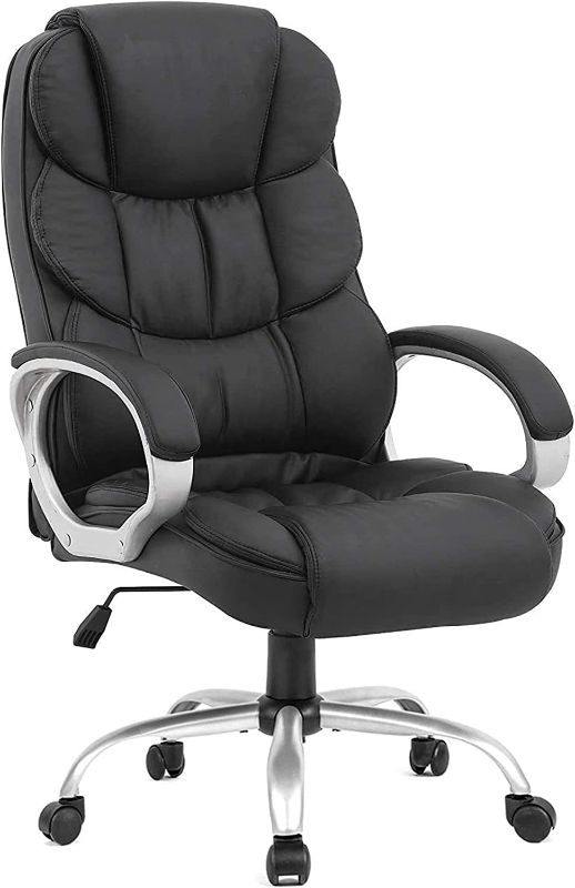 Photo 1 of Ergonomic Office Chair Desk Chair Computer Chair with Lumbar Support Arms Executive Rolling Swivel PU Leather Task Chair for Women Adults, Black
