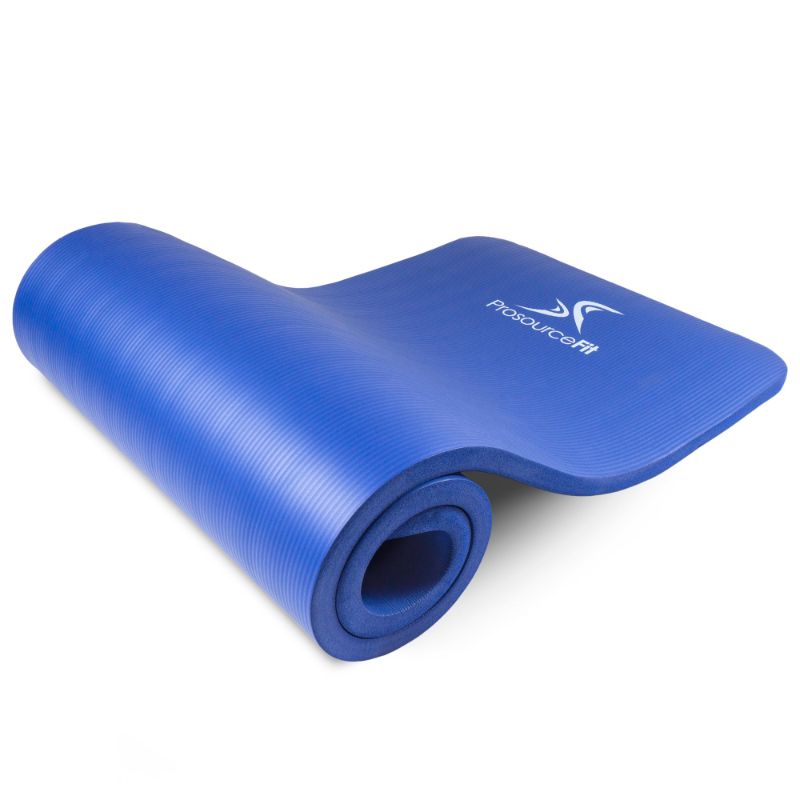 Photo 1 of (VISIBLY USED) ProsourceFit Extra Thick Yoga and Pilates Mat 1-in, Blue
