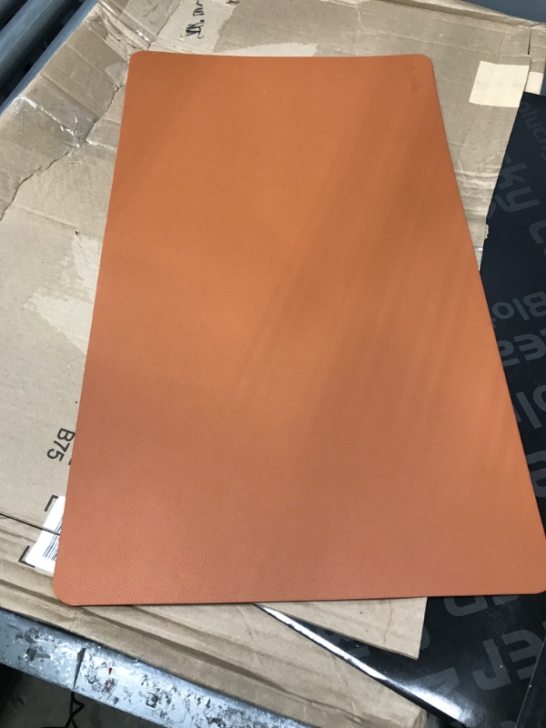 Photo 2 of Solucky Leather Mat Desk Pad & Blotter Protector, Flat, Non Slip, 24 x 14 Inches, Brown, Ideal for Office and Home Brown 24 x 14 in