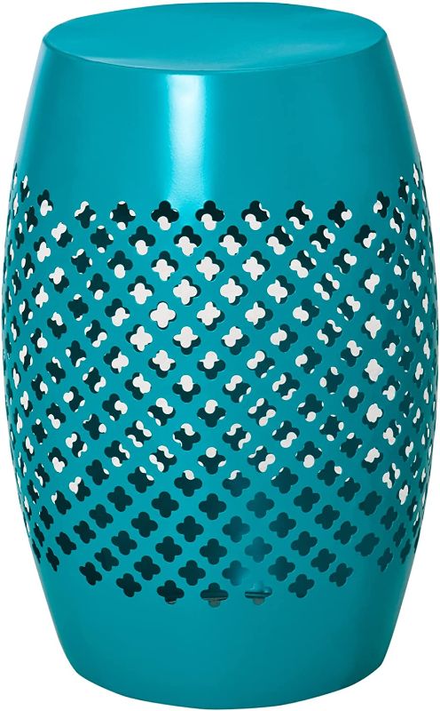 Photo 1 of **MINOR DENTS** Outsuny 12.5" Outdoor Side Table for Garden, Patio, Small Modern Outside Metal End Table, Glossy, Blue
