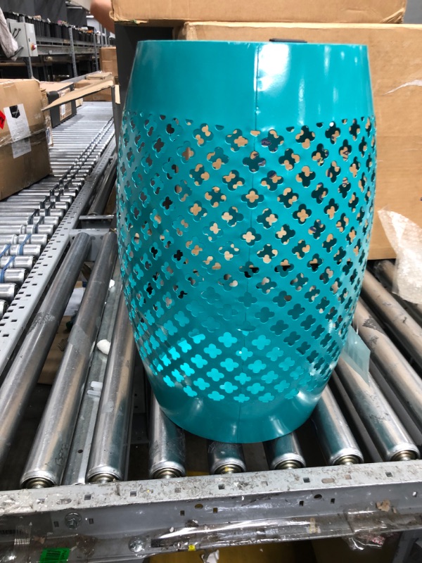 Photo 1 of **MINOR DENTS** Outsuny 12.5" Outdoor Side Table for Garden, Patio, Small Modern Outside Metal End Table, Glossy, Blue
