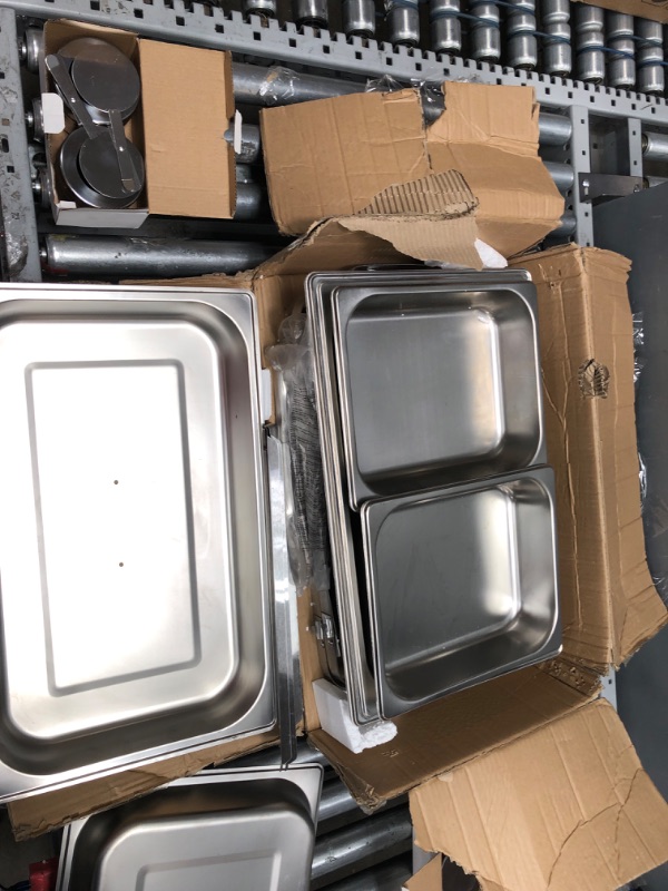 Photo 2 of **MISSING PARTS** VEVOR 2-Pack Rectangle Chafing Dish Set 2 Full-Size 8Qt Pan 4 Half-Size 4Qt Pans
