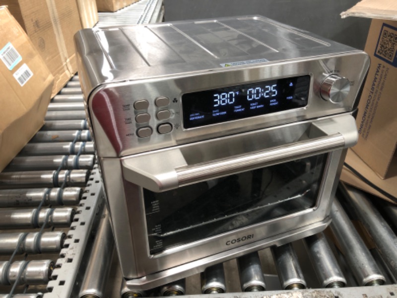 Photo 5 of **MINOR DAMAGE* COSORI Air Fryer Toaster Oven Combo, 12-in-1 Convection Ovens Countertop, Stainless Steel, Smart, 6-Slice Toast, 12-inch Pizza, with Bake, Roast, Broil, 75 Recipes&Accessories Tray, Basket, 26.4QT
