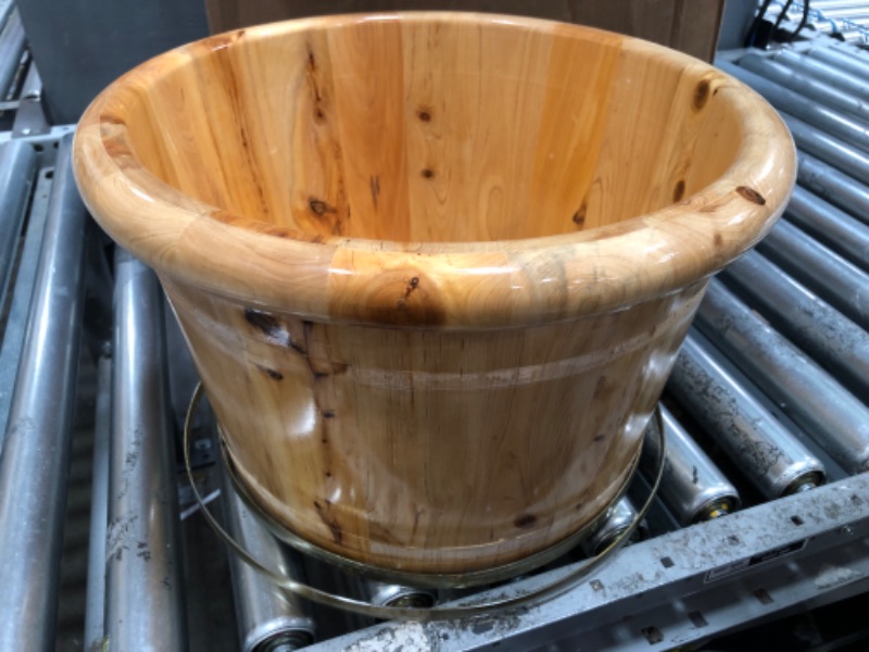 Photo 2 of ** DAMAGED SIDE RINGS** Foot Bathtub Wooden Foot Bath Barrel Foot Soaking Basin Spa Tub
