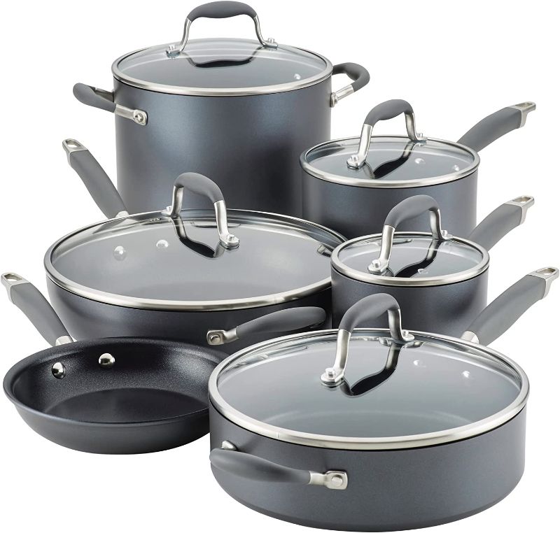 Photo 1 of **MISSING PARTS** Anolon Advanced Home Hard Anodized Nonstick Pots and Pans/Cookware Set, 11 Piece - Moonstone
