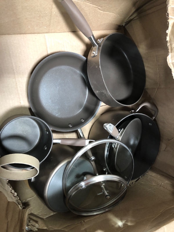 Photo 2 of *****Pans are lopsided THEREFORE LIDS DON'T FIT PROPERLY*****
Anolon Advanced Home Hard Anodized Nonstick Pots and Pans/Cookware Set, 11 Piece - Moonstone
