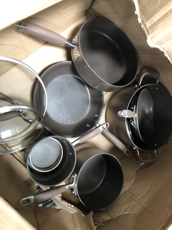 Photo 3 of *****Pans are lopsided THEREFORE LIDS DON'T FIT PROPERLY*****
Anolon Advanced Home Hard Anodized Nonstick Pots and Pans/Cookware Set, 11 Piece - Moonstone
