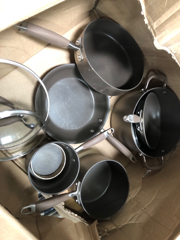 Photo 3 of **MISSING PARTS** Anolon Advanced Home Hard Anodized Nonstick Pots and Pans/Cookware Set, 11 Piece - Moonstone
