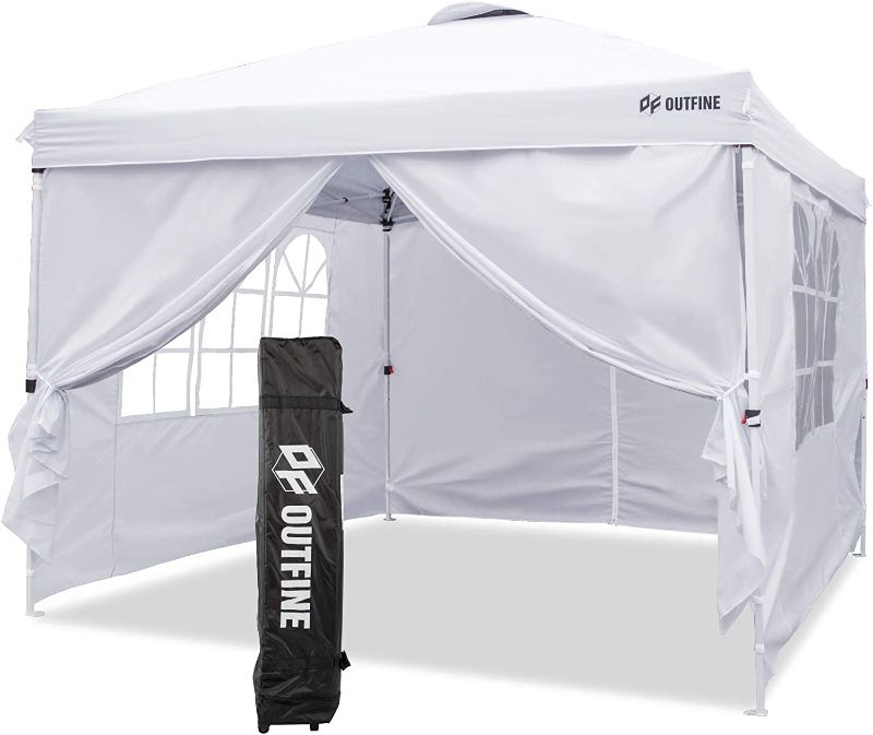 Photo 1 of *DIFFERENT COLOR8 OUTFINE Canopy 10'x10' Pop Up Commercial Instant Gazebo Tent, Fully Waterproof, Outdoor Party Canopies with 4 Removable Sidewalls, Stakes x8, Ropes x4 (White, 10 * 10FT)
