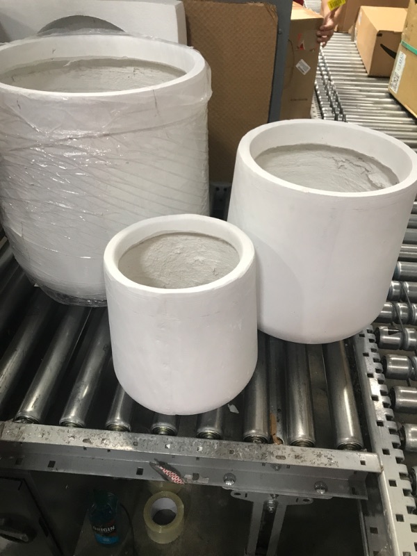 Photo 2 of *Damaged* Kante 15.3"+11.6"+8.2" Dia Round Concrete Planter,Large Planter Pots Containers with Drainage Holes for Patio, Balcony, Backyard, Living Room Pure White 15.3"+11.6"+8.2" D