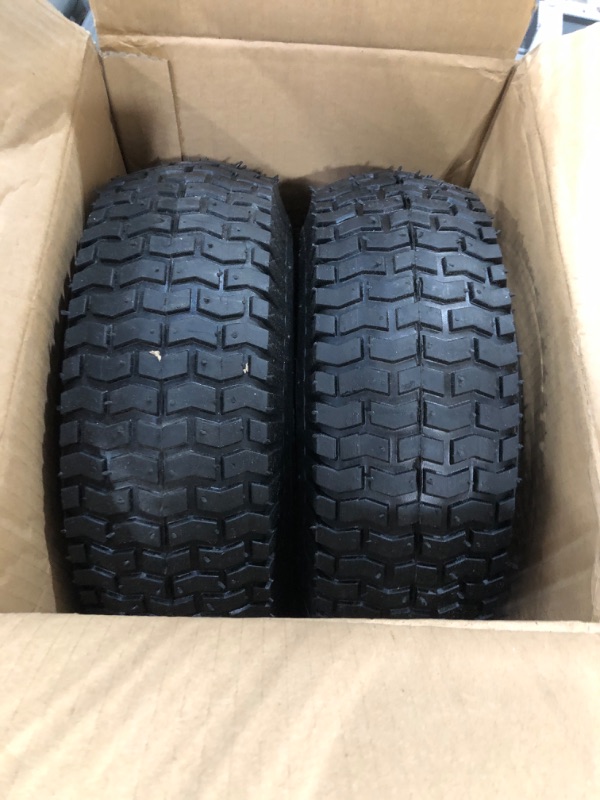 Photo 2 of DOUBLE BRIDGE 2 Pack 13x5.00-6 Lawn Tractor Pneumatic Wheel,Wheelbarrow tire Turf Tread,3.075" hub Length with Steel Rim,Flange ID 0.76''