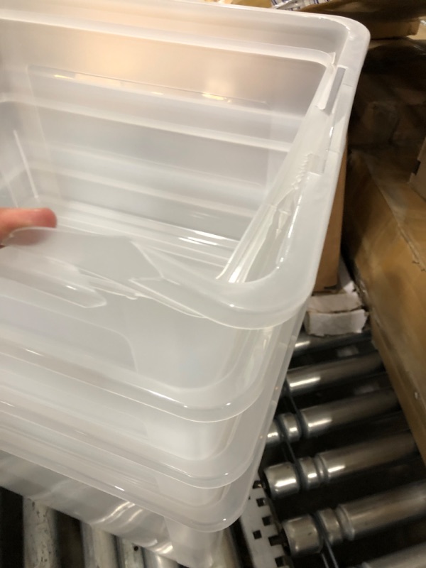 Photo 2 of *1 CONTAINER DAMAGED* Four Medium Sized Clear Storage Containers with Lids