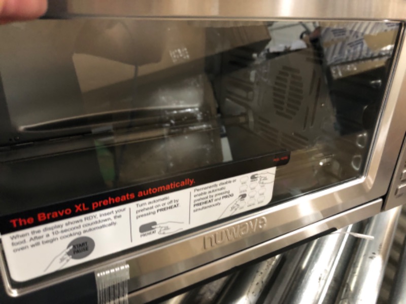 Photo 3 of **NEW**  NUWAVE Bravo Air Fryer Toaster Smart Oven, 12-in-1 Countertop Convection, 30-QT XL Capacity, 50°-500°F Temperature Controls, Top and Bottom Heater Adjustments 0%-100%, Brushed Stainless Steel Look