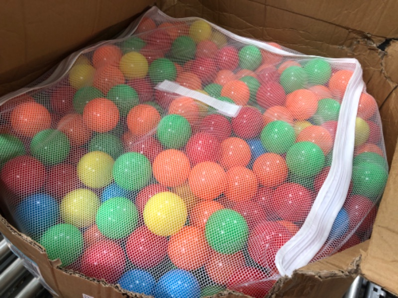 Photo 1 of Amazon Basics BPA Free Crush-Proof Plastic Pit Balls with Storage Bag, Toddlers Kids 12+ Months, 6 Bright Colors - Pack of 1000 6 Bright Colors 1,000 Balls