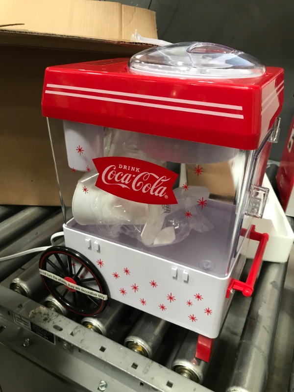 Photo 3 of **NOT FUNCTIONAL**Nostalgia SCM550COKE Coca-Cola Countertop Snow Cone Maker Makes & Ice Scoop – White/Red & now Cone Syrup Party Kit, Kool-Aid Shaved Ice, Multicolor Cone Maker Only + Ice Scoop