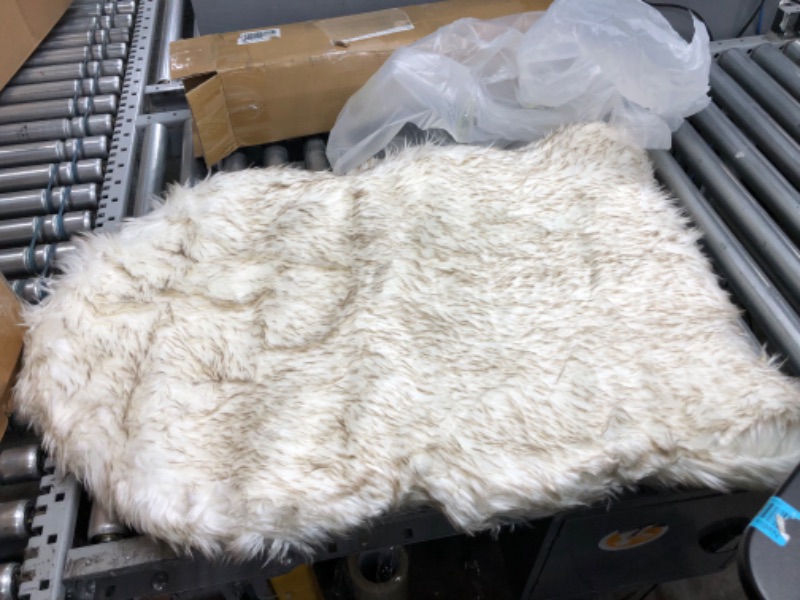 Photo 1 of Paw Brands White PupRug Faux Fur Orthopedic Dog Bed, 40" L X 25" W
