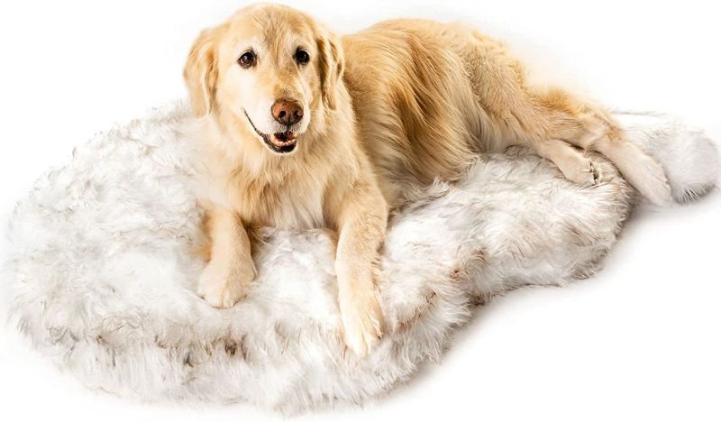 Photo 1 of Paw Brands White PupRug Faux Fur Orthopedic Dog Bed, 40" L X 25" W
