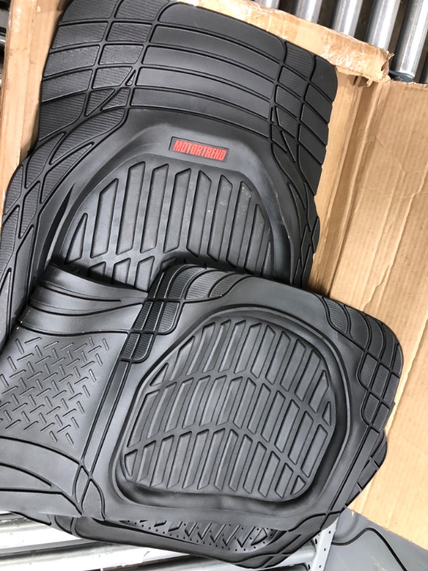 Photo 1 of Motor Trend - MT-923-BK 923-BK Black FlexTough Contour Liners-Deep Dish Heavy Duty Rubber Floor Mats for Car SUV Truck & Van-All Weather Protection, Universal Trim to Fit Full Set Black