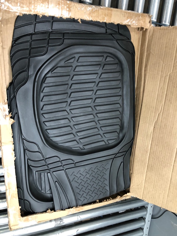 Photo 2 of Motor Trend - MT-923-BK 923-BK Black FlexTough Contour Liners-Deep Dish Heavy Duty Rubber Floor Mats for Car SUV Truck & Van-All Weather Protection, Universal Trim to Fit Full Set Black