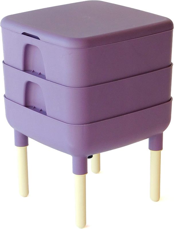 Photo 1 of FCMP Outdoor - The Essential Living Composter, 2-Tray Worm Composter, Plum
