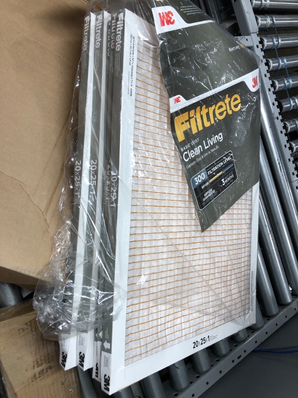 Photo 1 of *MINOR DAMAGE* MISSING ONE* Filtrete 20x25x1 Air Filter, MPR 300, MERV 5, Clean Living Basic Dust 3-Month Pleated 1-Inch Air Filters, 6 Filters
