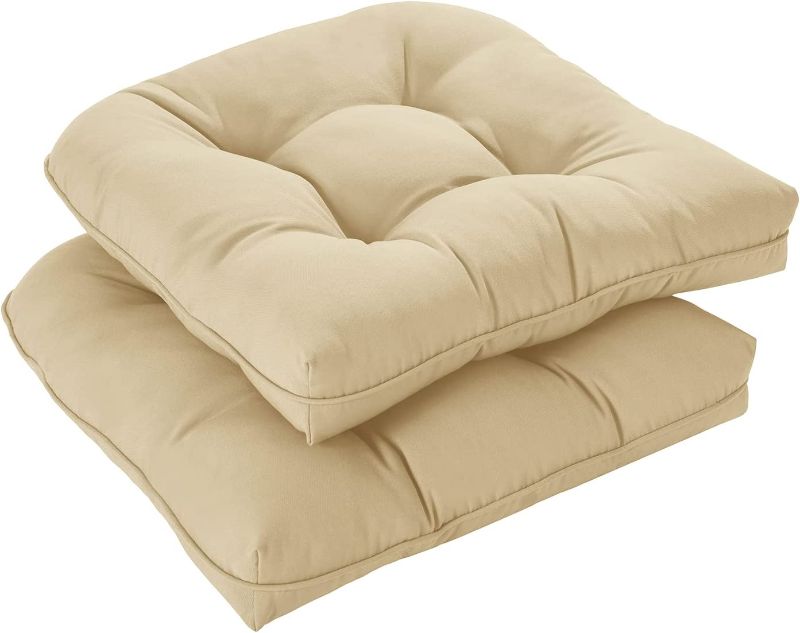 Photo 1 of 16-inch Solid Twill U-shaped Tufted Chair Cushions (Set of 4)
