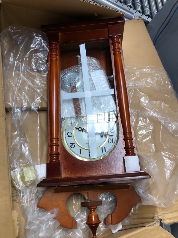 Photo 5 of **Minor damage** Bedford Clock Collection Pendulum and Chime Wall Clock, 25 Inch, Redwood Finish
