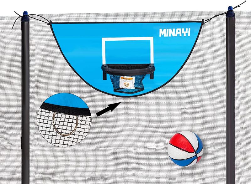 Photo 1 of 
MINAYI Trampoline Basketball Hoop with Basketballs | Breakaway Rim for Dunking | Waterproof Sunscreen | Trampoline Accessory for All Ages