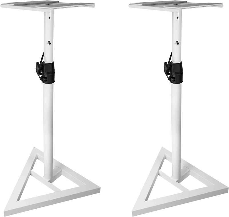 Photo 1 of Rockville Pair Studio Monitor Speaker Stands w/Adjustable Height, White