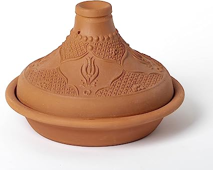 Photo 1 of **damaged from shipping**Luksyol Clay pot for cooking - Handmade tagine pot moroccan for cooking - Lead free earthenware pot - Embossed Pattern Tagine Pot Oven Safe - 100% Natural & Safe for Health - eco friendly terracotta pots 11.42 inches
