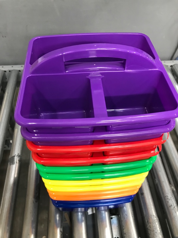 Photo 2 of Assorted Primary Colors Portable Plastic Storage Caddy 12-Pack for Classrooms, Kids Room, and Office Organization
