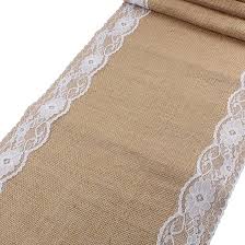 Photo 1 of 2 pack HUOLEO Vintage Burlap Table Runner, Natural Jute Lace Tablecloth for Table Decor Rustic Farmhouse Party Wedding Decorations-30X220cm(12X86in)-Table Runner
