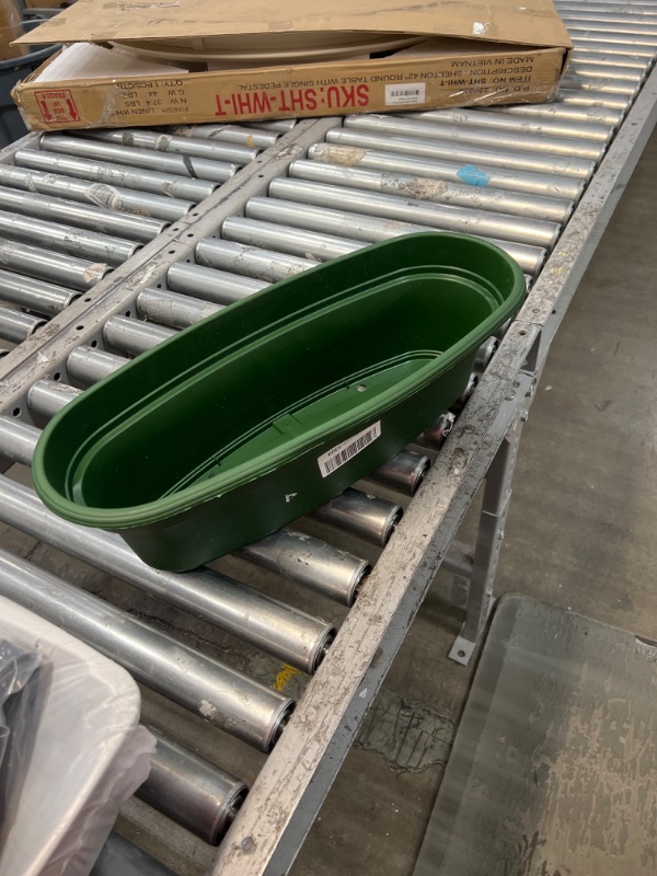 Photo 2 of ( LIKE NEW ) The HC Companies 20 Inch Panterra Oval Planter - Decorative Plastic Plant Pot with Drainage for Outdoor Plants, Green
