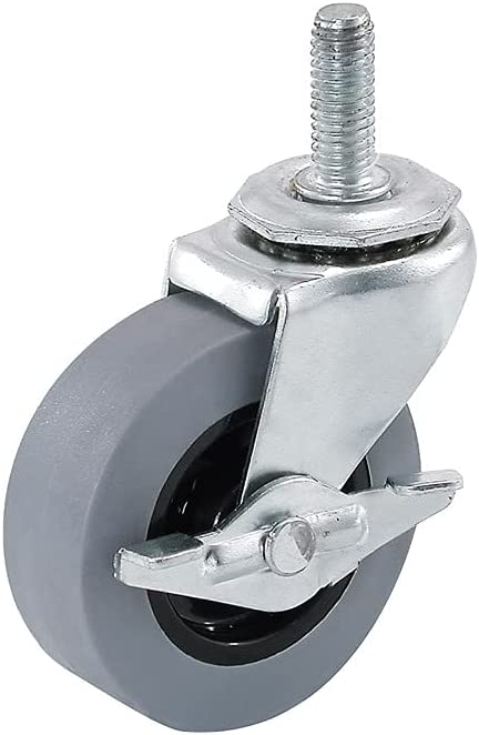 Photo 2 of 4 Shepherd Hardware 3264 2-Inch Threaded Stem TPR Caster with Brake, 80-lb Load Capacity , Gray
