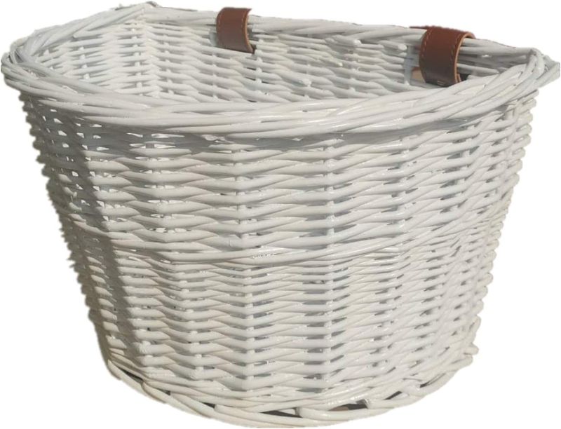 Photo 2 of ( LIKE NEW )OYPEIP Front Handlebar Adult Wicker Bike Basket D-Shaped Water Resistant Cargo with Leather Straps
