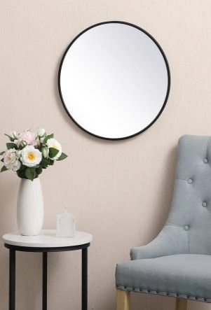 Photo 3 of 21" Gold Diameter Circular Metal Framed Bathroom Mirror
