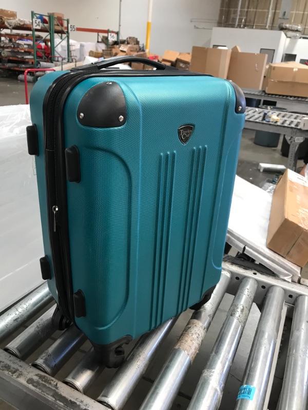 Photo 2 of Travelers Club Chicago Hardside Expandable Spinner Luggages, Teal, 20" Carry-On
