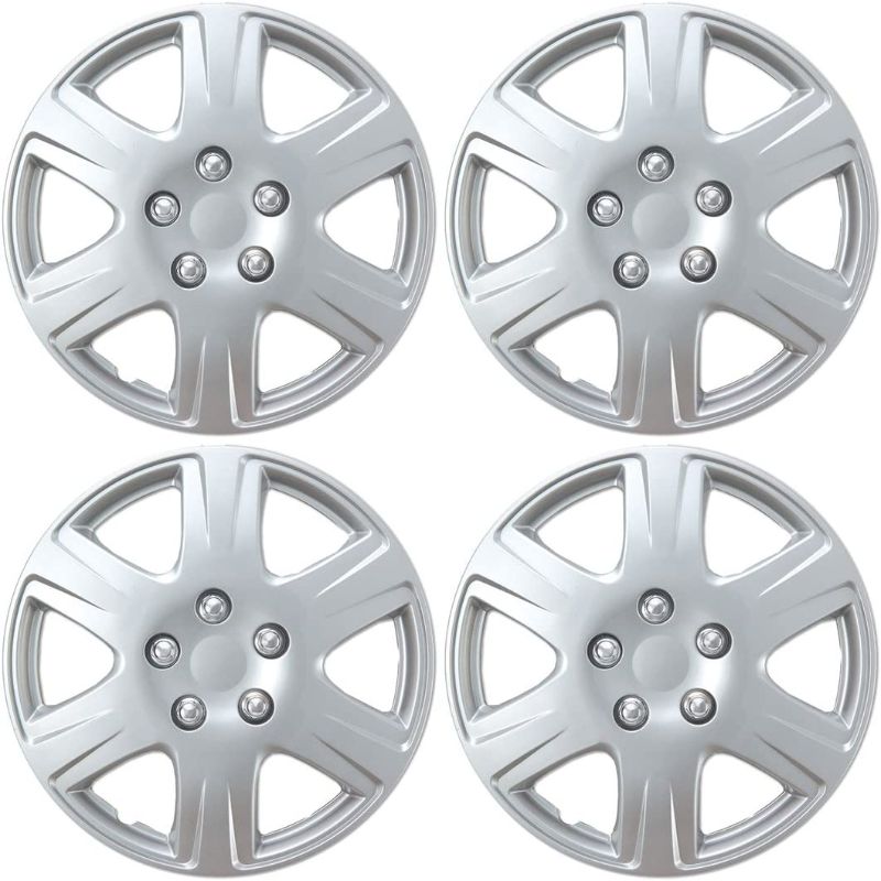 Photo 1 of BDK HK993 Silver 15" Hubcaps Wheel Covers for Toyota Corolla (15 inch) – Four (4) Pieces Corrosion-Free & Sturdy – Full Heat & Impact Resistant Grade – OEM Replacement, 4 Pack
