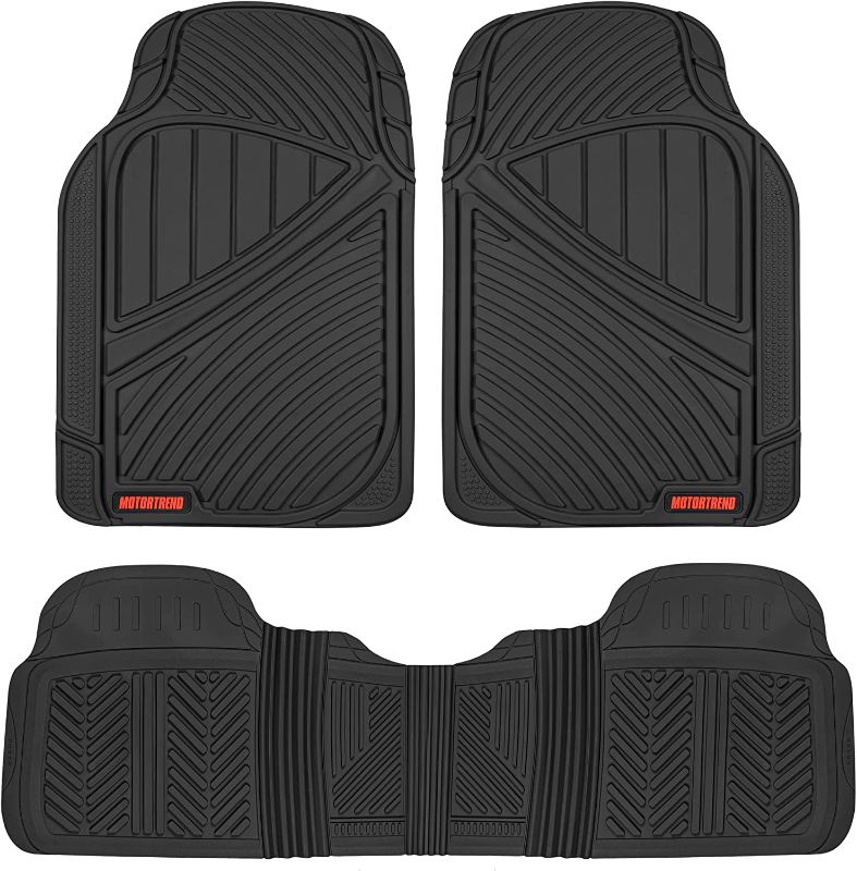 Photo 1 of Motor Trend FlexTough Performance All Weather Rubber Car Floor Mats - 3 Piece Floor Mats Automotive Liners for Cars Truck SUV, Heavy-Duty Waterproof (Black)
