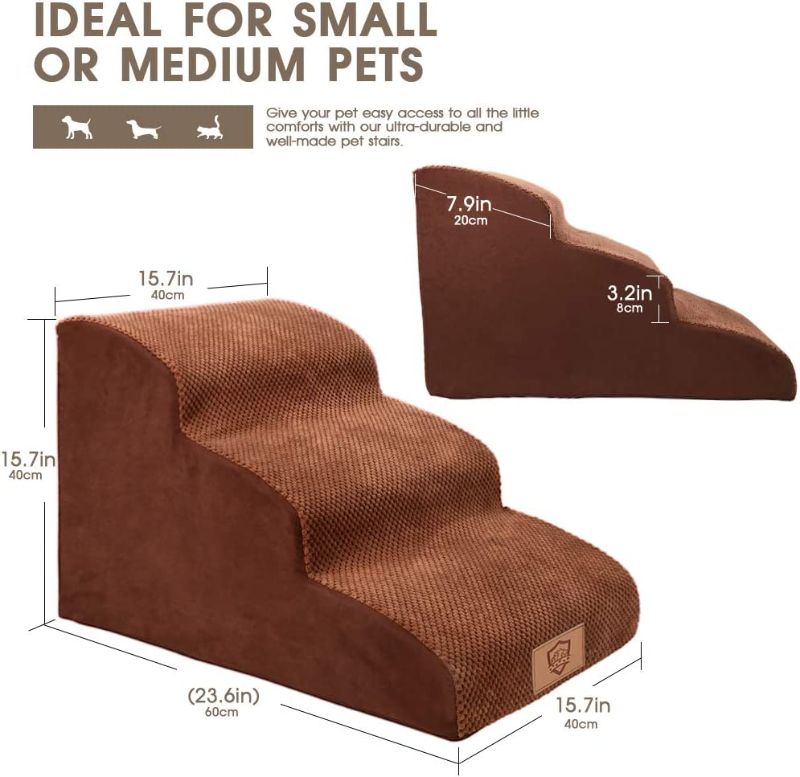 Photo 1 of Topmart 3 Tiers Foam Dog Ramps/Steps,Non-Slip Dog Steps,Extra Wide Deep Dog Stairs,High Density Foam Pet Stairs/Ladder,Best for Older Dogs,Cats,Small Pets,