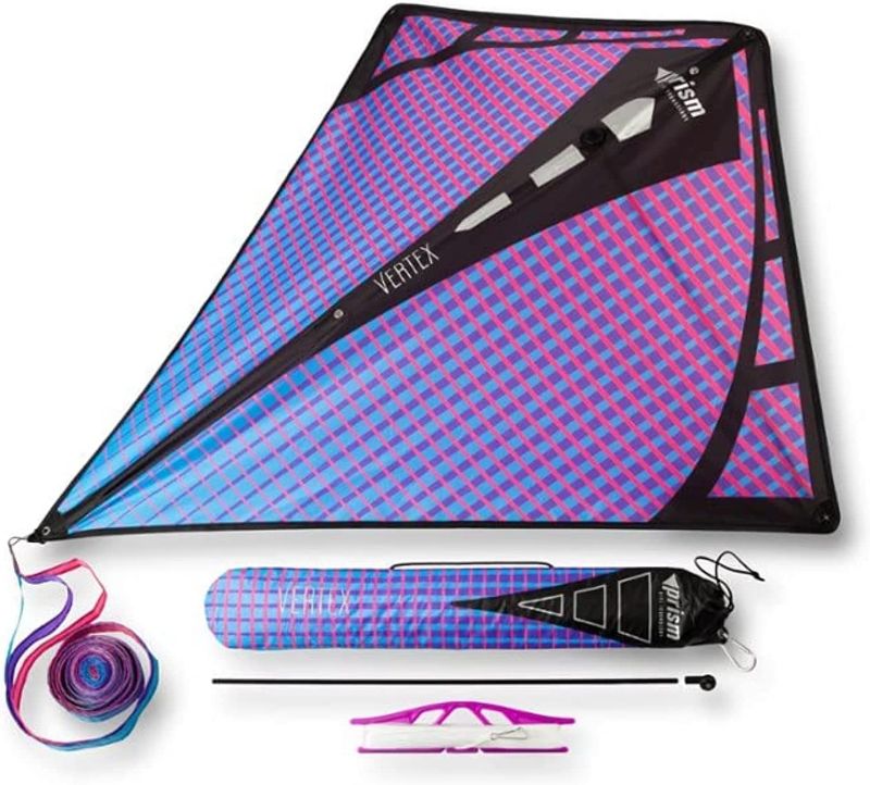 Photo 1 of Prism Kite Technology Vertex High Flying Diamond Kite with 10' Long Triple Streamer Tail, Ultraviolet
